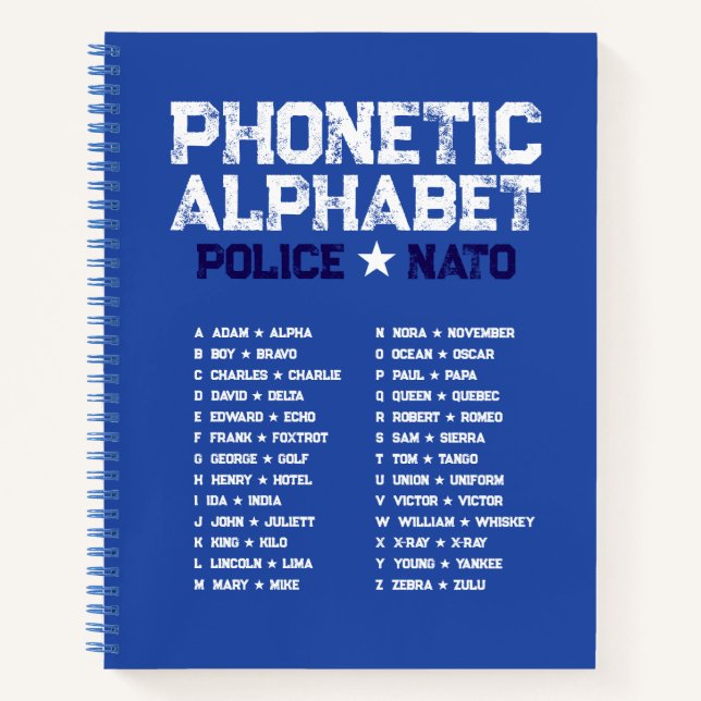 Phonetic Alphabet Police ★ NATO — Blue Spiral Notizbuch (Vorderseite)