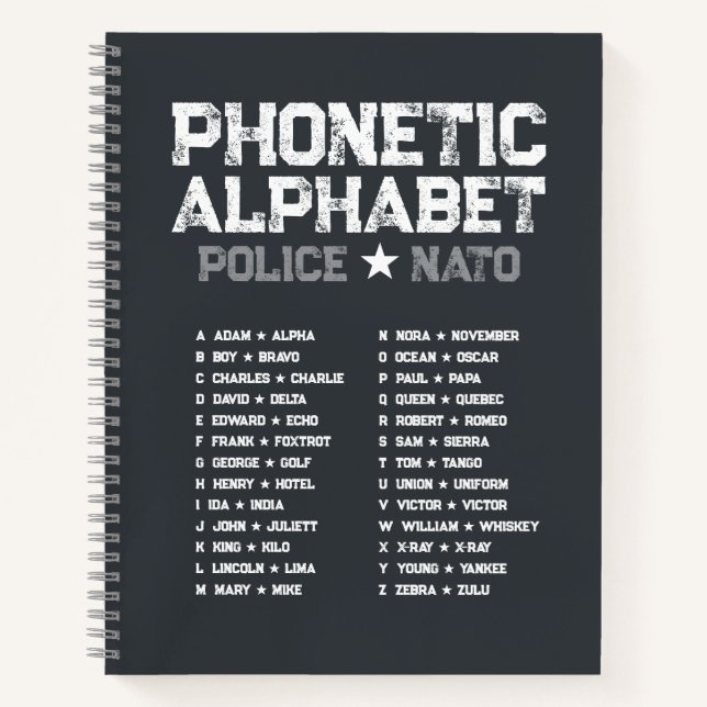 Phonetic Alphabet Police ★ NATO — Tactical Gray Notizbuch (Vorderseite)
