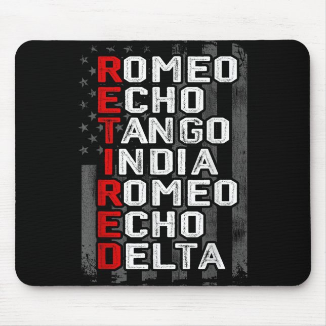 Phonetic Alphabet Remüde Veteran American Flag Mi Mousepad (Vorne)