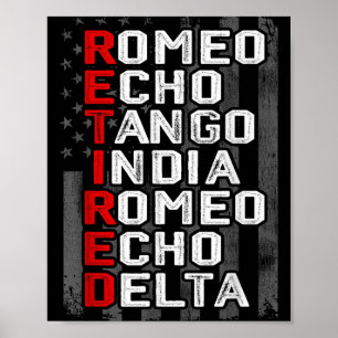 Phonetic Alphabet Remüde Veteran American Flag Mi Poster