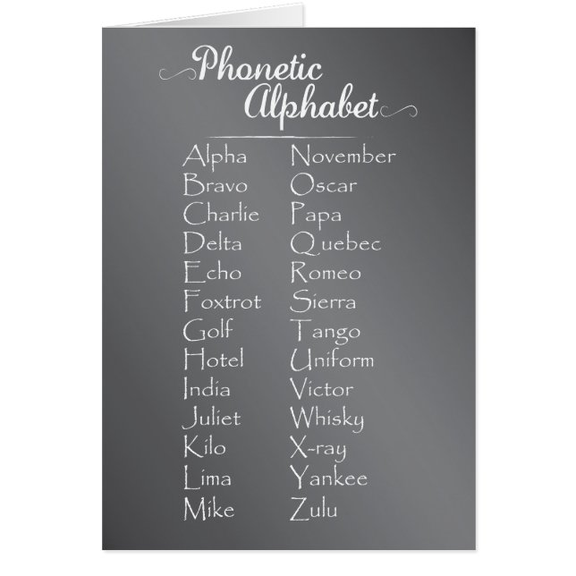 Phonetic Alphabet Trainee Cadet oder Teacher Chalk (Vorne)