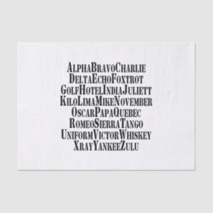 PHONETISCHE ALPHABET/CODE-WORTE SEIDENPAPIER