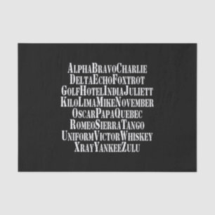 PHONETISCHE ALPHABET/CODE-WORTE SEIDENPAPIER