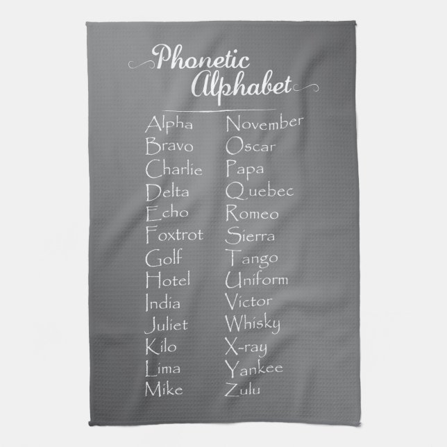 Phonetische Alphabet Lehrer Kadetten Ausbildung Re Handtuch (Vertikal)