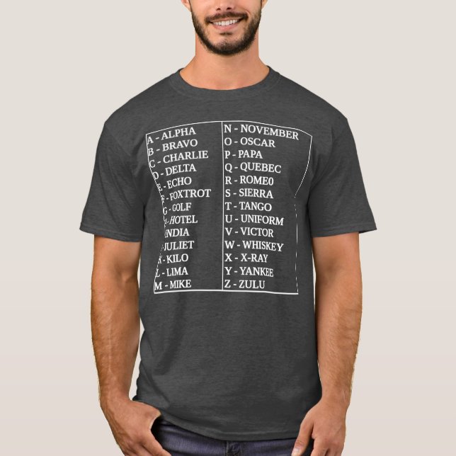 Phonetische Alphabetsprache T-Shirt (Vorderseite)