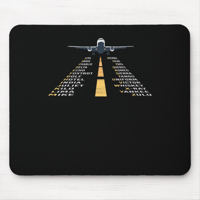 Phonetische Aphabet Pilot Kaddet Flugzeug Geschenk Mousepad (Vorne)