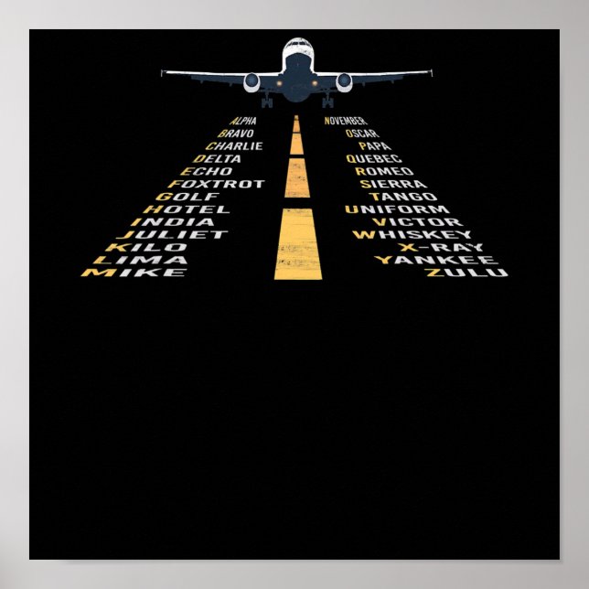 Phonetische Aphabet Pilot Kaddet Flugzeug Geschenk Poster (Vorne)
