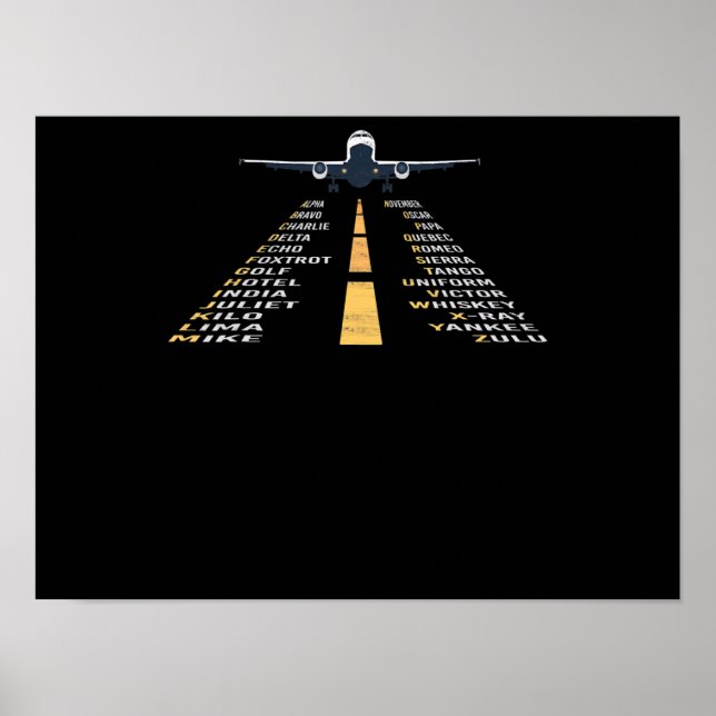 Phonetische Aphabet Pilot Kaddet Flugzeug Geschenk Poster (Vorne)