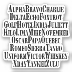 PHONETISCHES ALPHABET / CODEWORTE AUFKLEBER