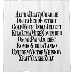 PHONETISCHES ALPHABET / CODEWORTE DUSCHVORHANG