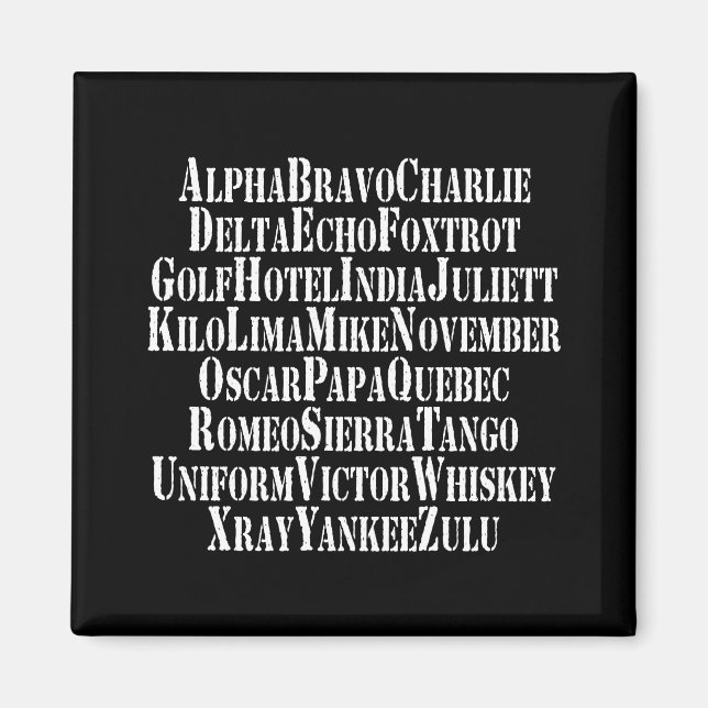 PHONETISCHES ALPHABET / CODEWORTE MAGNET (Vorne)