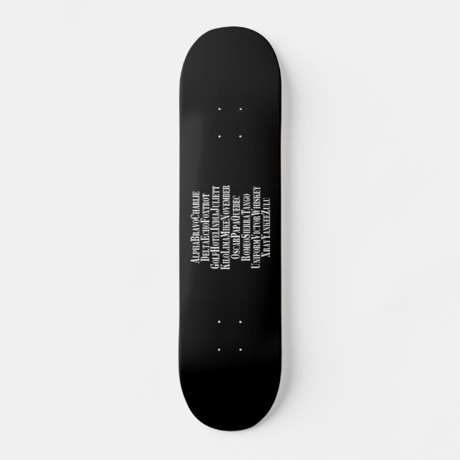 PHONETISCHES ALPHABET / CODEWORTE SKATEBOARD (Vorderseite)