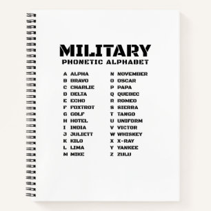 Phonetisches Alphabet für das Militär – Graph Spir Notizbuch