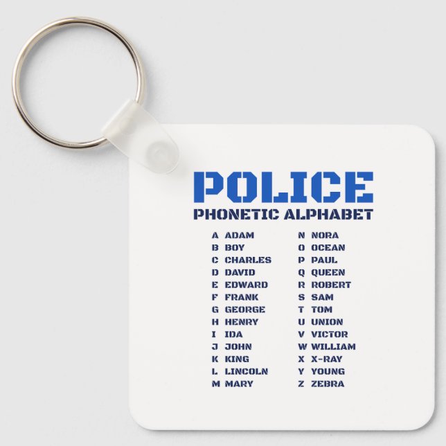 Phonetisches Alphabet für Polizeibeamte Schlüsselanhänger (Vorderseite)