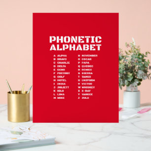 Phonetisches Alphabet in Kanada Acrylschild