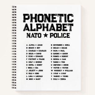 Phonetisches Alphabet NATO ★ Polizei — Weiß Notizbuch