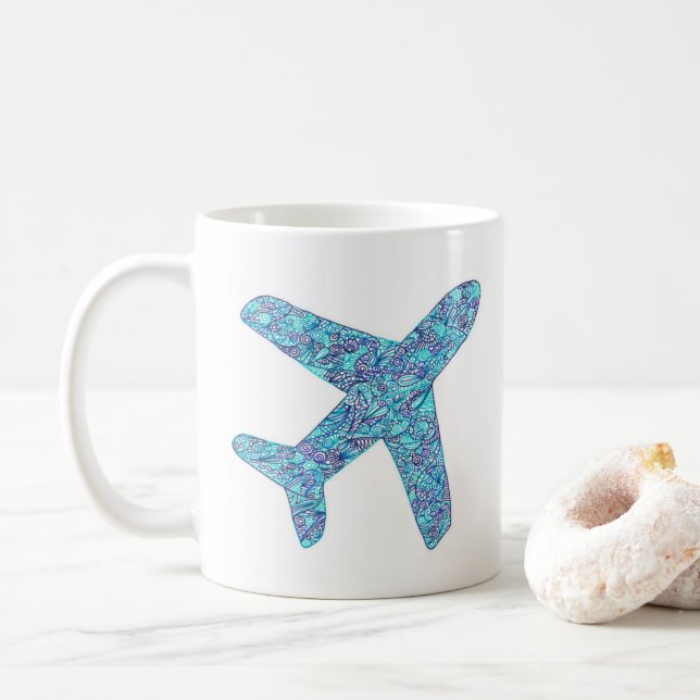 Phonetisches Alphabet "Pilot" Flugzeug  Kaffeetasse (Mit Donut)
