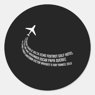 Phonetisches Alphabet Pilot Flugzeug Runder Aufkleber