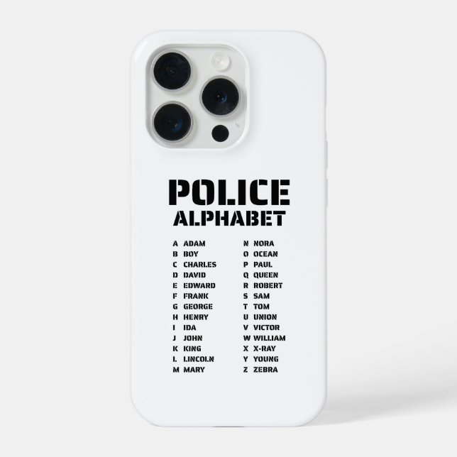 Phonetisches Alphabet Polizei iPhone 15 Pro Hülle (Rückseite)
