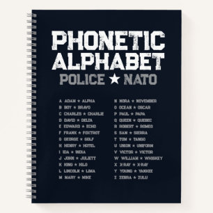 Phonetisches Alphabet Polizei ★ NATO — Mitternacht Notizbuch