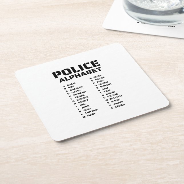 Phonetisches Alphabet Polizei Rechteckiger Pappuntersetzer (angewinkelt)