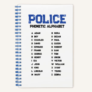 Phonetisches Alphabet Polizei Spiralblock Blau Notizbuch