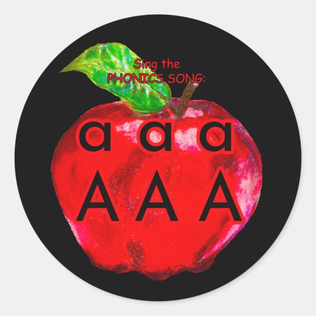PHONICS SOUND "a A" Runder Aufkleber (Vorderseite)
