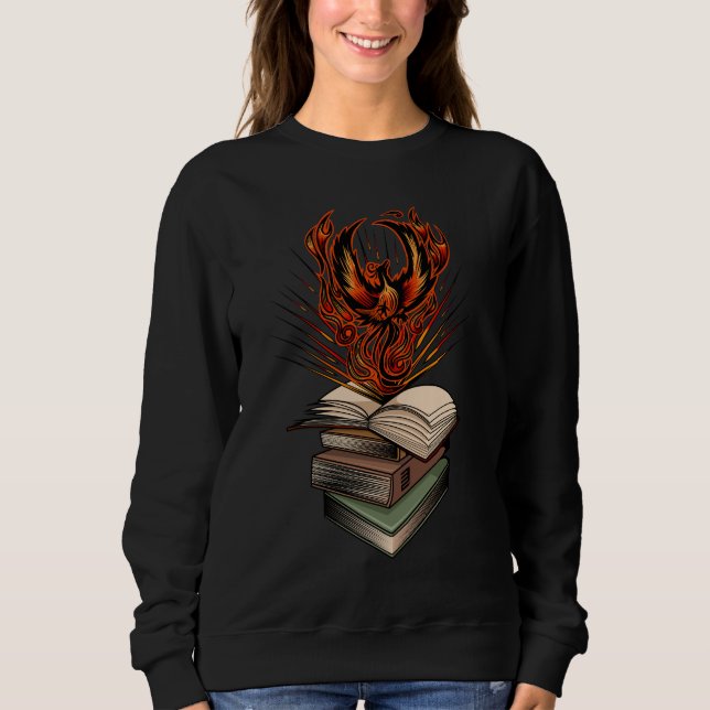 Phönix, der aus den Flammen der Bücher aufersteht, Sweatshirt (Vorderseite)