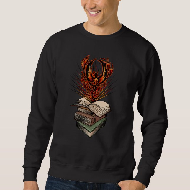 Phönix, der aus den Flammen der Bücher aufersteht, Sweatshirt (Vorderseite)
