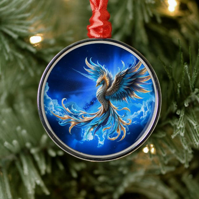 Phönix der Saphir-Dämmerung Ornament Aus Metall (Baum)