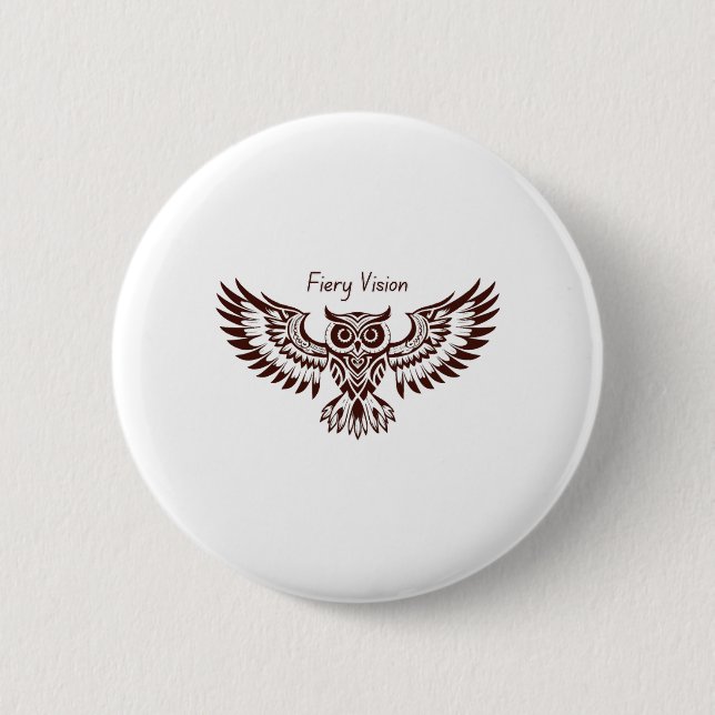 Phönix-Eule – Feurige Vision Button (Vorderseite)