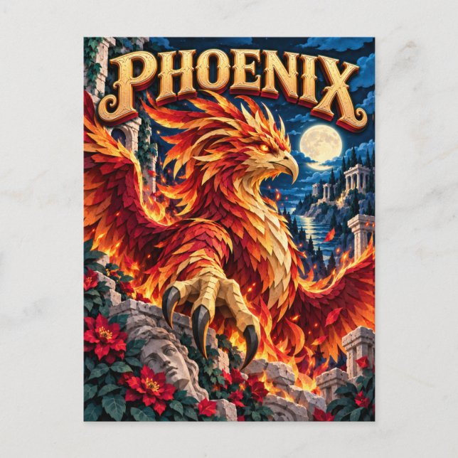 Phönix, Paper Cut Monster Postkarte (Vorderseite)