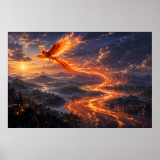 Phönix River of Light Fantasy-Landschaft Poster