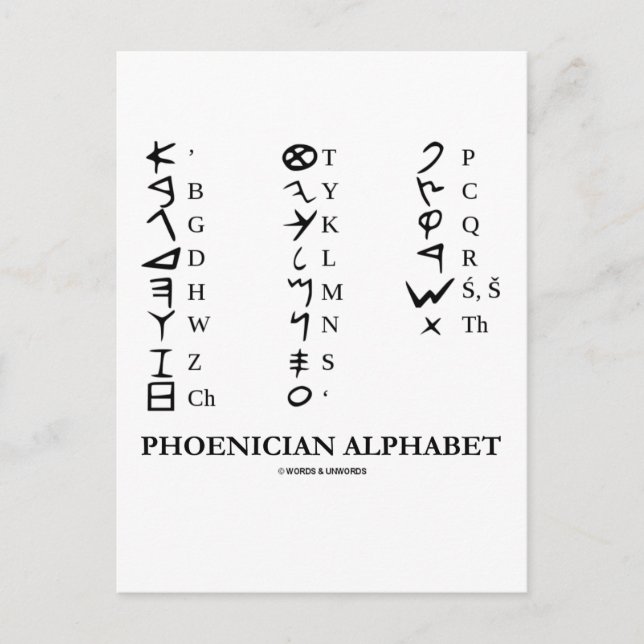 Phönizier Alphabet (Linguistik-Kryptographie) Postkarte (Vorderseite)