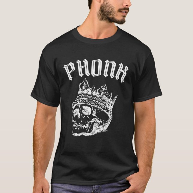 Phonk Skull Crown Ästhetik Skelett Album Cover T-Shirt (Vorderseite)