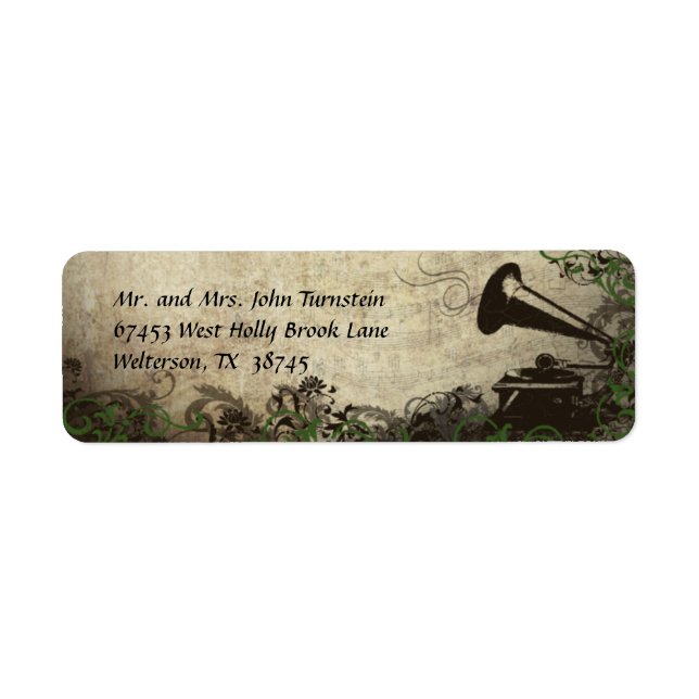 Phonograph Vintage Wedding Return Address Label (Vorne)