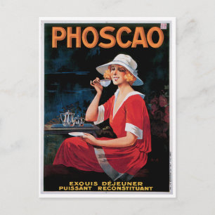 Phoscao Vintage Schokoladengetränkewerbung Kunst Postkarte