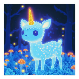 Phosphorescent Blue Fawnicorn Fotodruck