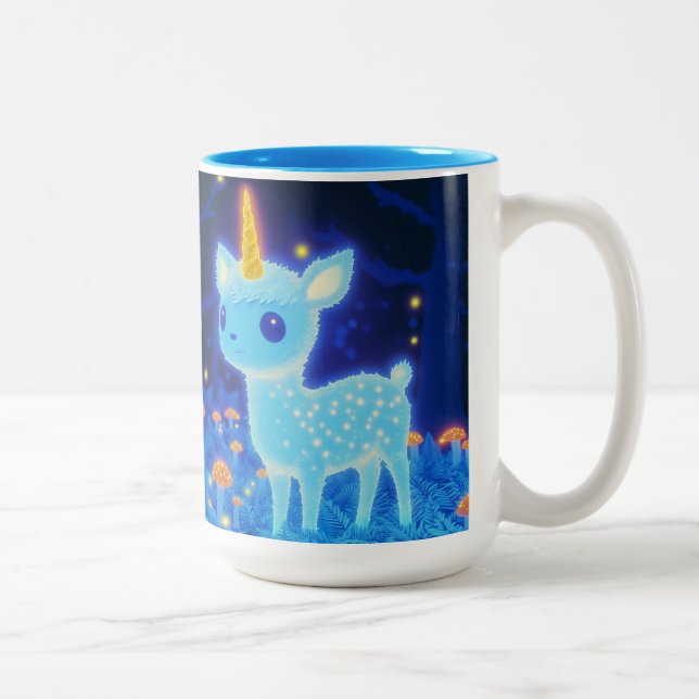 Phosphorescent Fawnicorn Zweifarbige Tasse (Rechts)