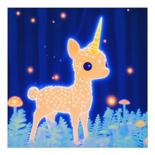 Phosphorescent Golden Fawnicorn Fotodruck (Vorne)