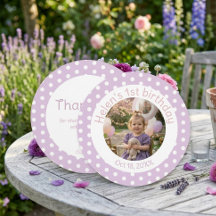 Photo 1st Birthday Round Thank You Card