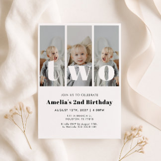Photo 2nd Birthday Invitation Einladung