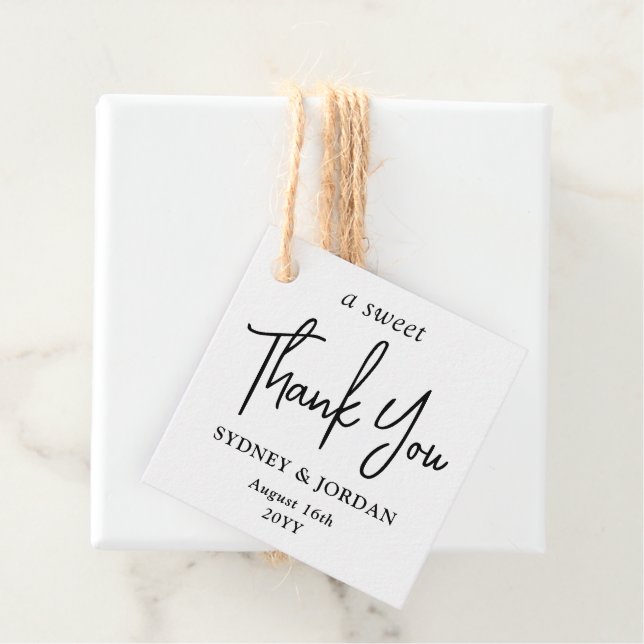 Photo and Modern Script A Sweet Thank You Wedding Geschenkanhänger (Beispiel)