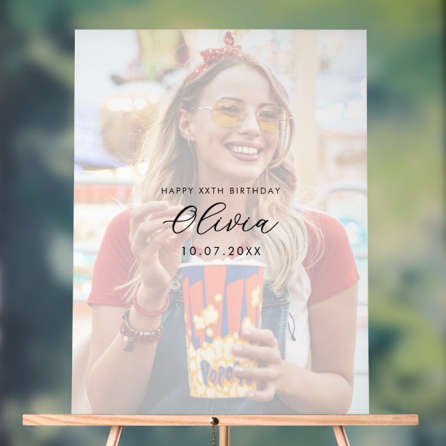 Photo Birthday Guest Signature Acrylschild (Neutral)