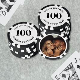 Photo Black White 100 Numbered Pokerchips