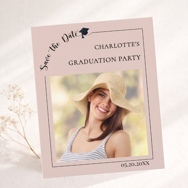 Photo Blush Pink Graduation Party Save the Date Flyer (Von Creator hochgeladen)