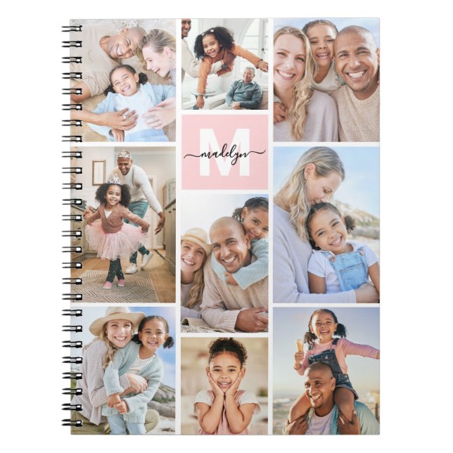 Photo Blush Pink Monogram Notizblock (Vorderseite)