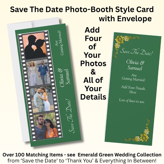 Photo Booth Style Save The Date Flat Card (Von Creator hochgeladen)