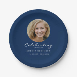 Photo Celebration of Life Funeral Memorial Blue Pappteller