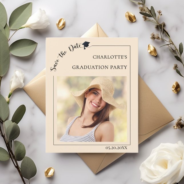 Photo champagne budget Graduation Save the Date Flyer (Von Creator hochgeladen)